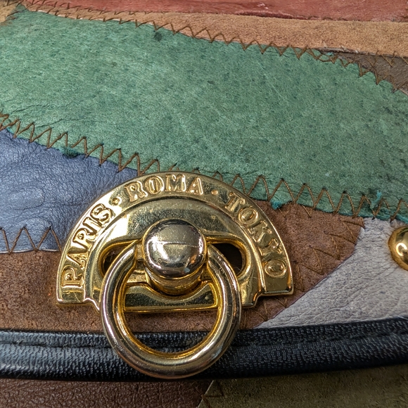 Vintage David Jones International Patchwork Leather Frame Bag & Coin Purse - Picture 9 of 11